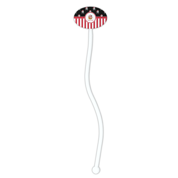 Pirate & Stripes White Plastic 7" Stir Stick - Oval - Single Stick