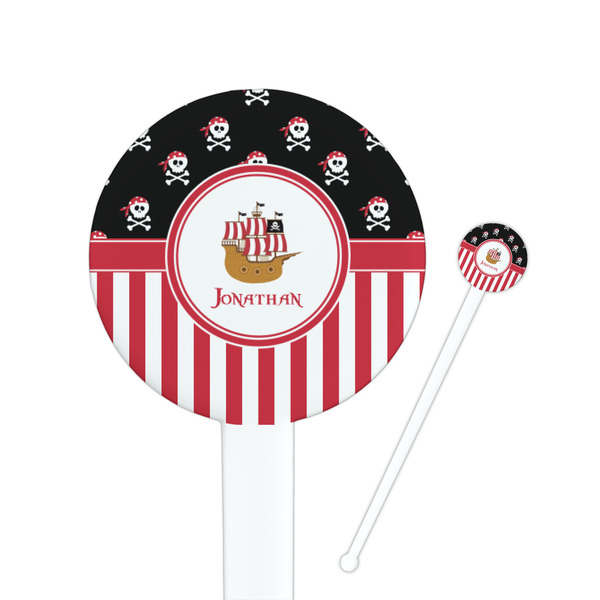 Custom Pirate & Stripes Round Plastic Stir Sticks (Personalized)