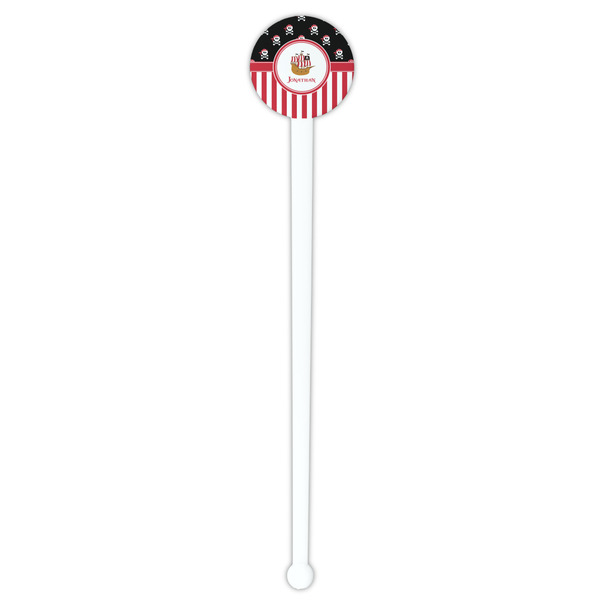 Pirate & Stripes White Plastic 7" Stir Stick - Round - Single Stick