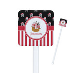 Pirate & Stripes Square Plastic Stir Sticks (Personalized)