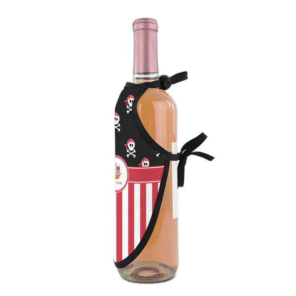 Pirate & Stripes Wine Bottle Apron - DETAIL WITH CLIP ON NECK