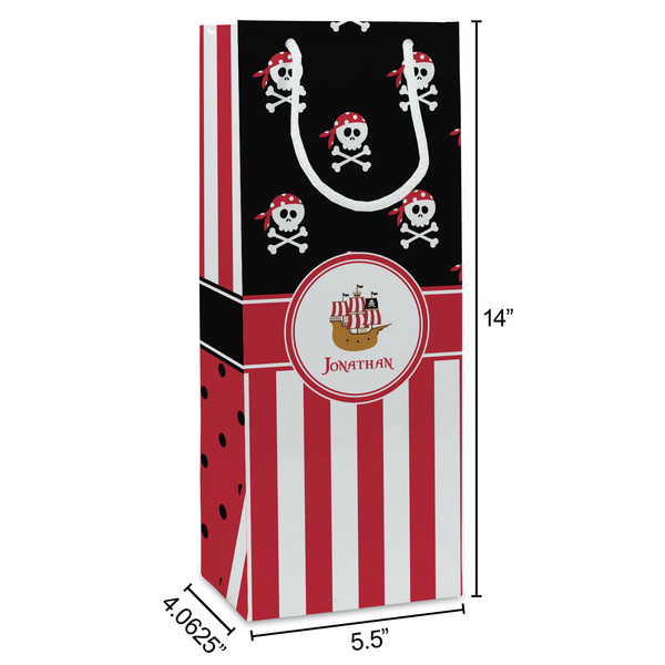 Pirate & Stripes Wine Gift Bag - Dimensions