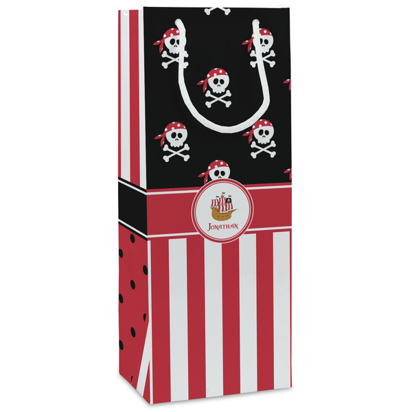 Custom Pirate & Stripes Wine Gift Bags - Matte (Personalized)