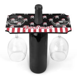 Pirate & Stripes Wine Bottle & Glass Holder (Personalized)