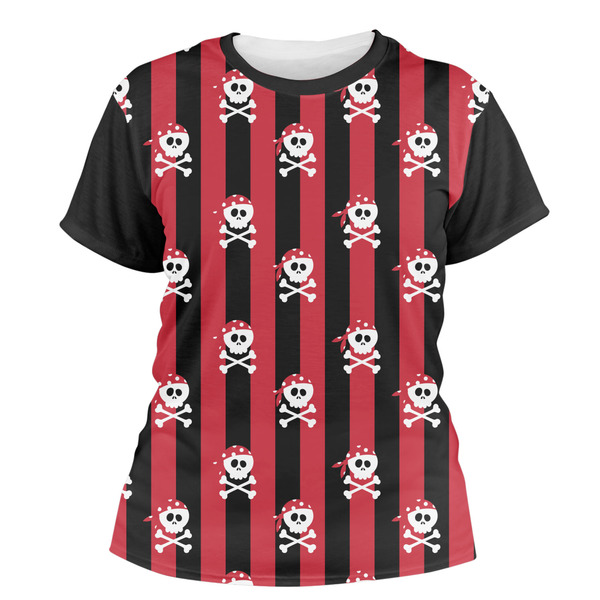 Custom Pirate & Stripes Women's Crew T-Shirt - 2X Large