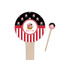 Pirate & Stripes Wooden 4" Food Pick - Round - Closeup
