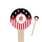 Pirate & Stripes 4" Round Wooden Food Picks - Single Sided (Personalized)