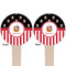 Pirate & Stripes Wooden 4" Food Pick - Round - Double Sided - Front & Back