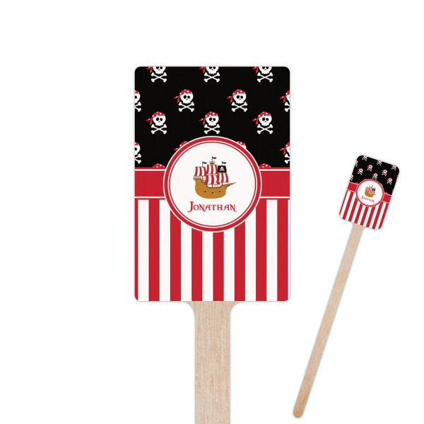Custom Pirate & Stripes 6.25" Rectangle Wooden Stir Sticks - Single Sided (Personalized)