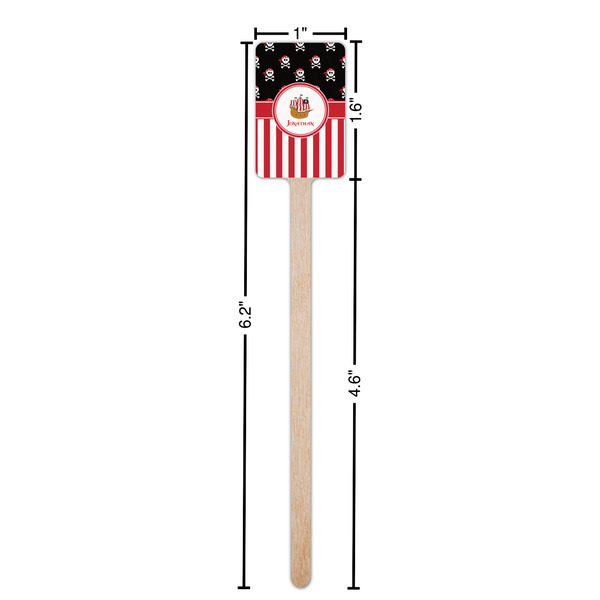Pirate & Stripes Wooden 6.25" Stir Stick - Rectangular - Dimensions