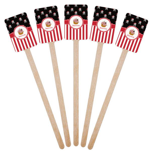 Pirate & Stripes Wooden 6.25" Stir Stick - Rectangular - Fan View