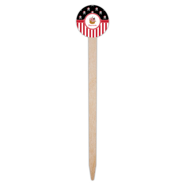 Pirate & Stripes Wooden 6" Food Pick - Round - Single Pick