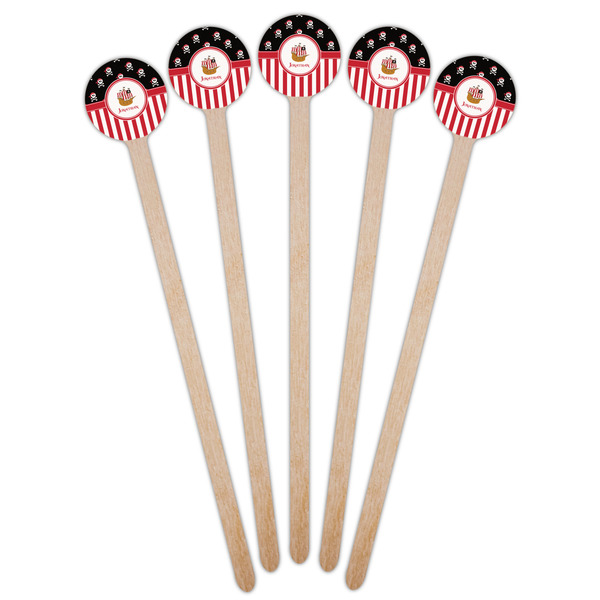 Pirate & Stripes Wooden 6" Stir Stick - Round - Fan View
