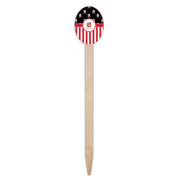 Pirate & Stripes Wooden Food Pick - Oval - Single Pick