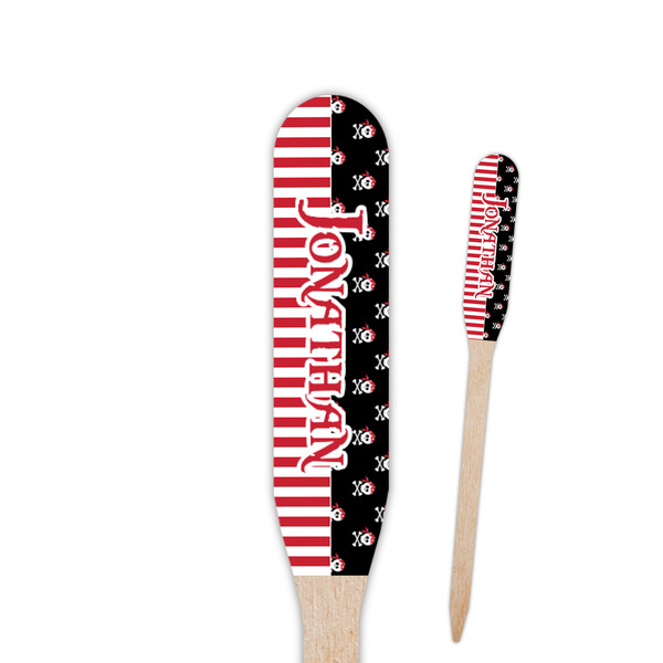 Custom Pirate & Stripes Paddle Wooden Food Picks - Single Sided (Personalized)