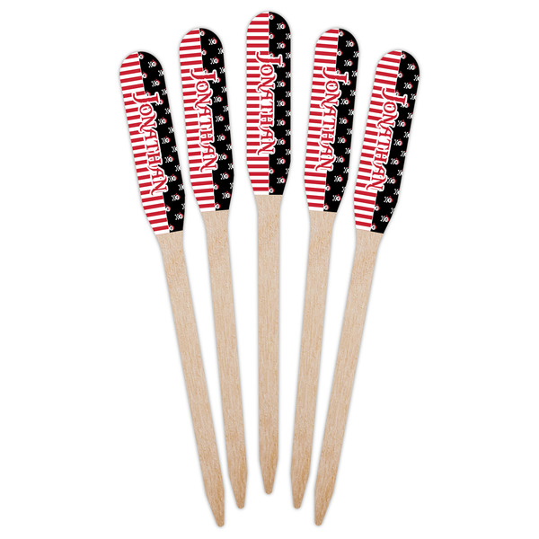 Pirate & Stripes Wooden Food Pick - Paddle - Fan View