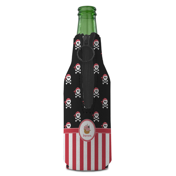 Pirate & Stripes Zipper Bottle Cooler - BACK (bottle)