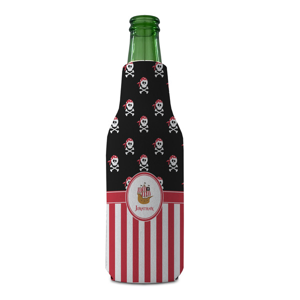 Pirate & Stripes Zipper Bottle Cooler - FRONT (bottle)