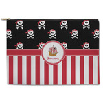 Pirate & Stripes Zipper Pouch - Large - 12.5"x8.5" (Personalized)
