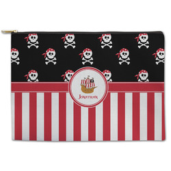 Pirate & Stripes Zipper Pouch - Large - 12.5"x8.5" (Personalized)