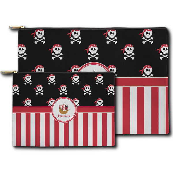 Pirate & Stripes Zippered Pouches - Size Comparison