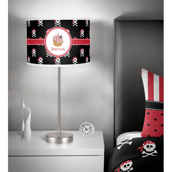 Pirate 13 inch drum lamp shade - in room