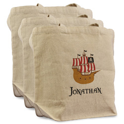 Pirate Reusable Cotton Grocery Bags - Set of 3 (Personalized)