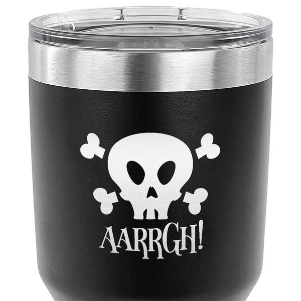 Pirate 30 oz Stainless Steel Ringneck Tumbler - Black - CLOSE UP