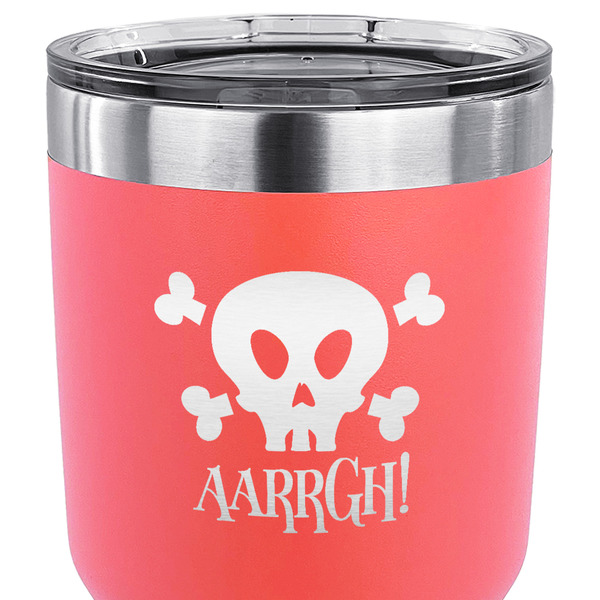Pirate 30 oz Stainless Steel Ringneck Tumbler - Coral - CLOSE UP