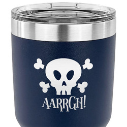 Pirate 30 oz Stainless Steel Tumbler - Navy - Single Sided (Personalized)