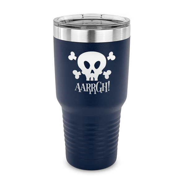 Custom Pirate 30 oz Stainless Steel Tumbler - Navy - Single Sided (Personalized)