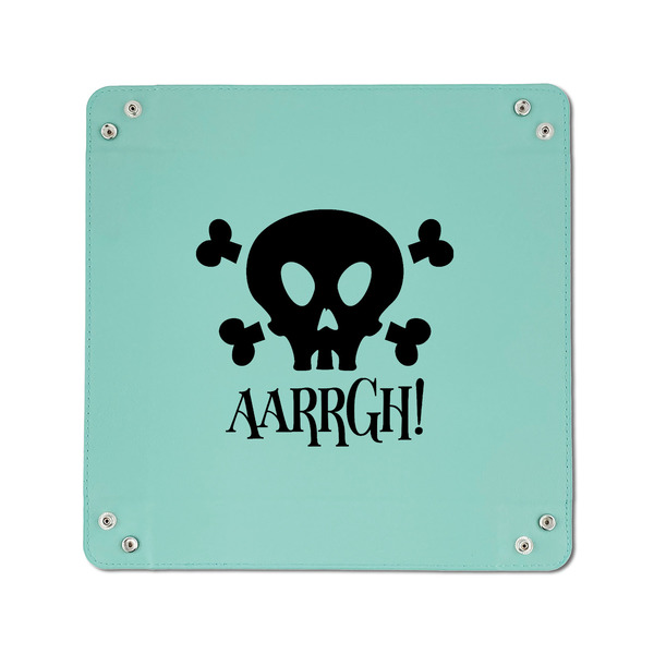 Pirate 6" x 6" Teal Leatherette Snap Up Tray - APPROVAL