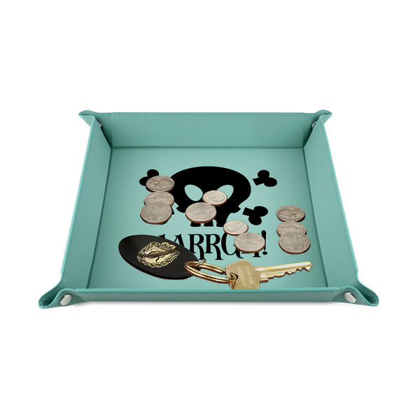 Pirate 6" x 6" Teal Leatherette Snap Up Tray - STYLED