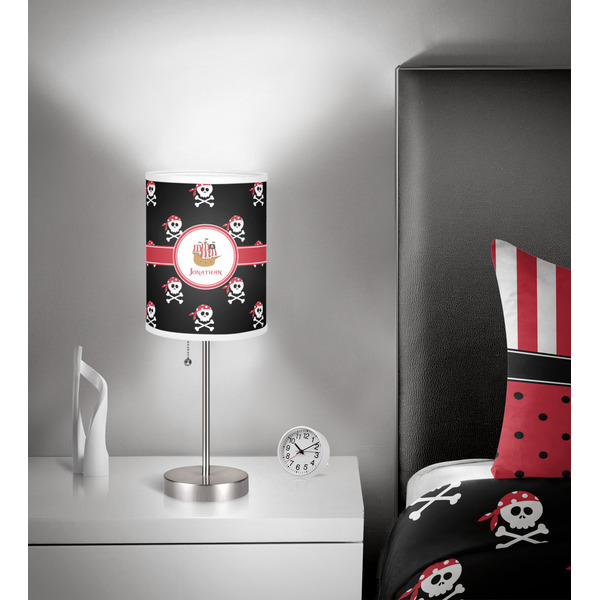 Pirate 7 inch drum lamp shade - in room