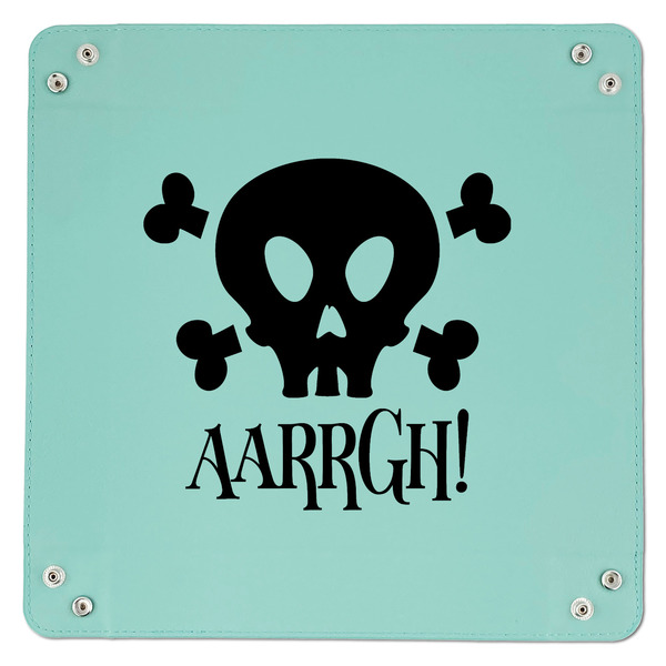 Pirate 9" x 9" Teal Leatherette Snap Up Tray - APPROVAL