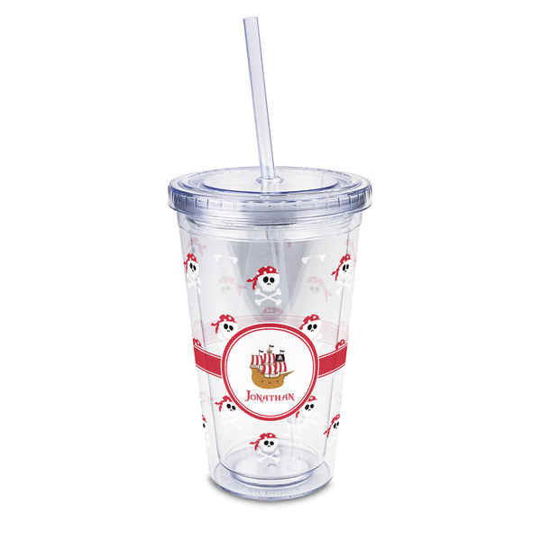 Custom Pirate 16oz Double Wall Acrylic Tumbler with Lid & Straw - Full Print (Personalized)