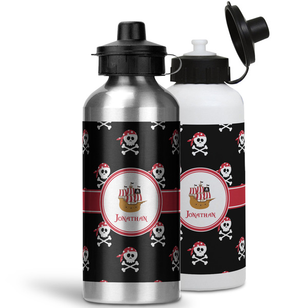 Pirate Aluminum Water Bottles - MAIN (white &silver)