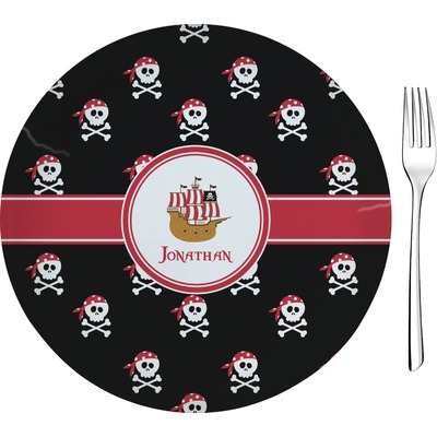 Pirate 8" Glass Appetizer / Dessert Plates - Single or Set (Personalized)