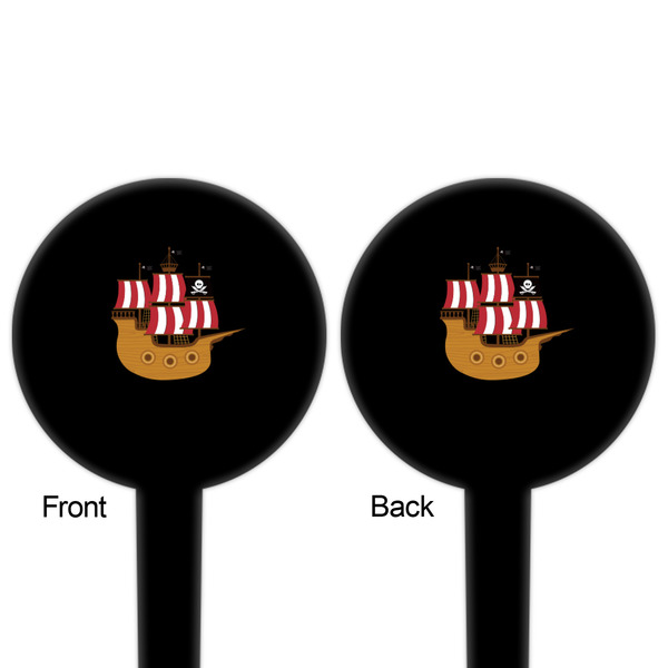 Pirate Black Plastic 4" Food Pick - Round - Double Sided - Front & Back