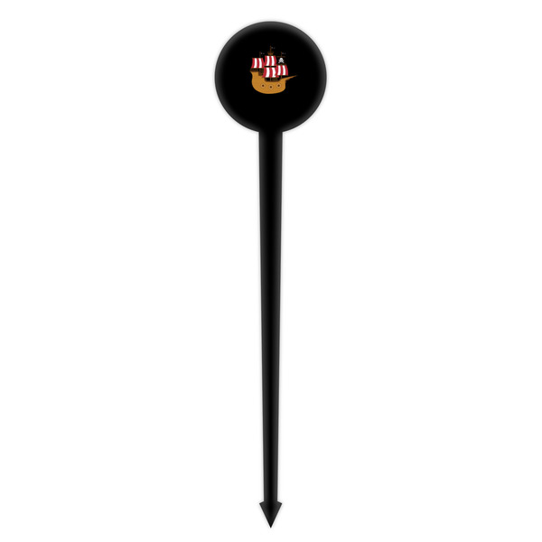 Pirate Black Plastic 4" Food Pick - Round - Single Pick