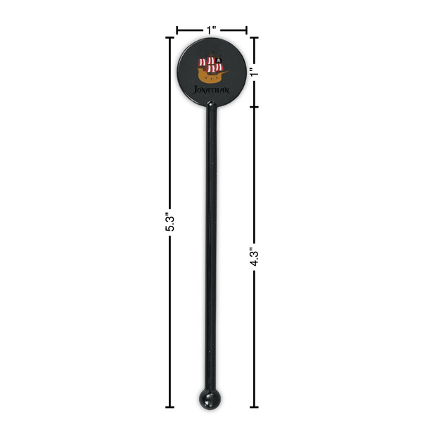Pirate Black Plastic 5.5" Stir Stick - Round - Dimensions