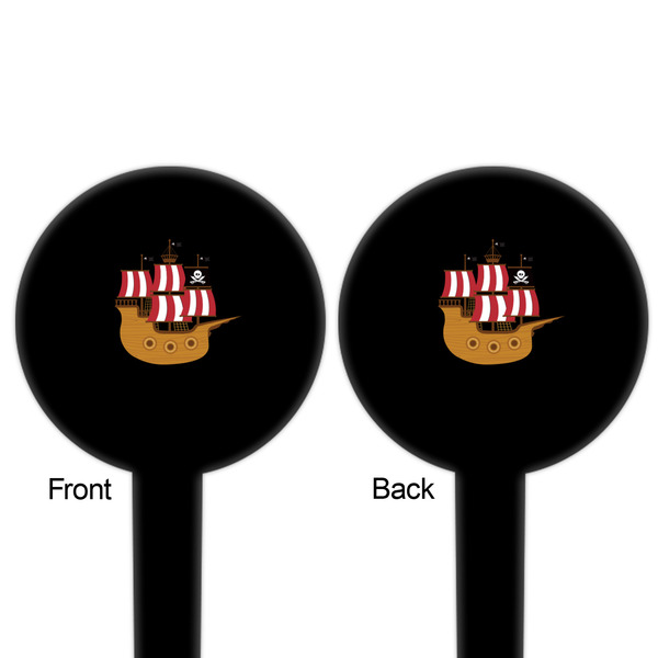 Pirate Black Plastic 6" Food Pick - Round - Double Sided - Front & Back