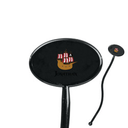 Pirate 7" Oval Plastic Stir Sticks - Black - Single Sided (Personalized)