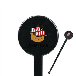 Pirate 7" Round Plastic Stir Sticks - Black - Single Sided (Personalized)