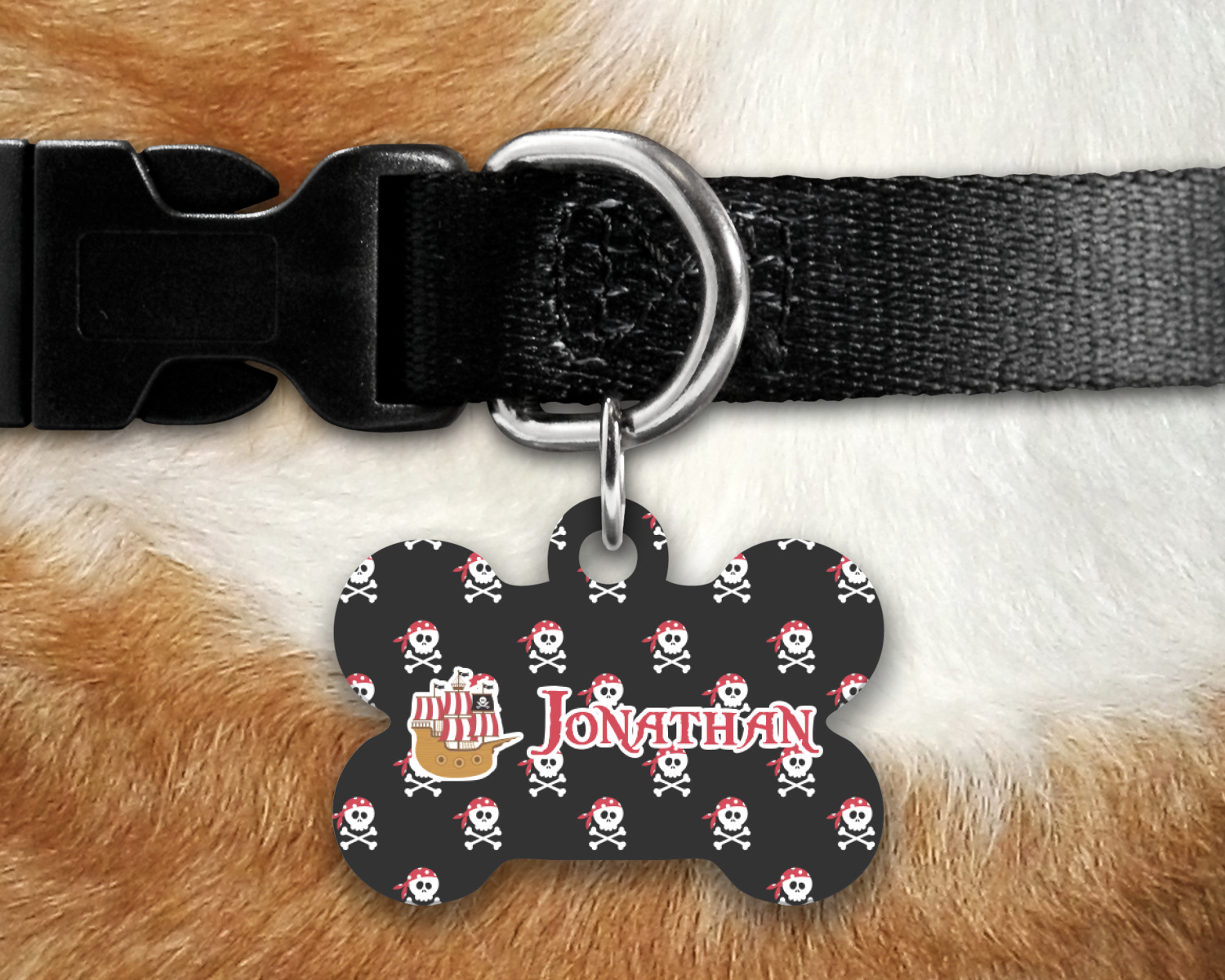 Pirate Bone Shaped Dog ID Tag Personalized YouCustomizeIt