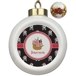 Pirate Ceramic Ball Ornaments - Poinsettia Garland (Personalized)