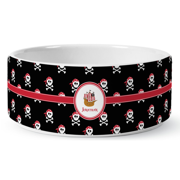 Pirate Ceramic Dog Bowl - Medium - Front