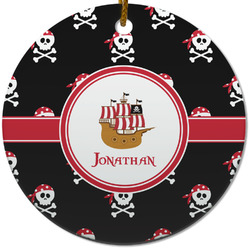 Pirate Round Ceramic Ornament w/ Name or Text