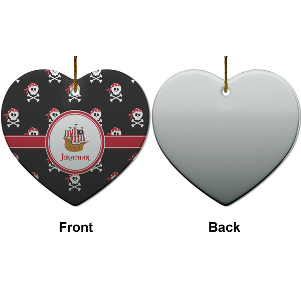 Pirate Ceramic Flat Ornament - Heart Front & Back (APPROVAL)