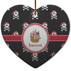 Pirate Heart Ceramic Ornament w/ Name or Text
